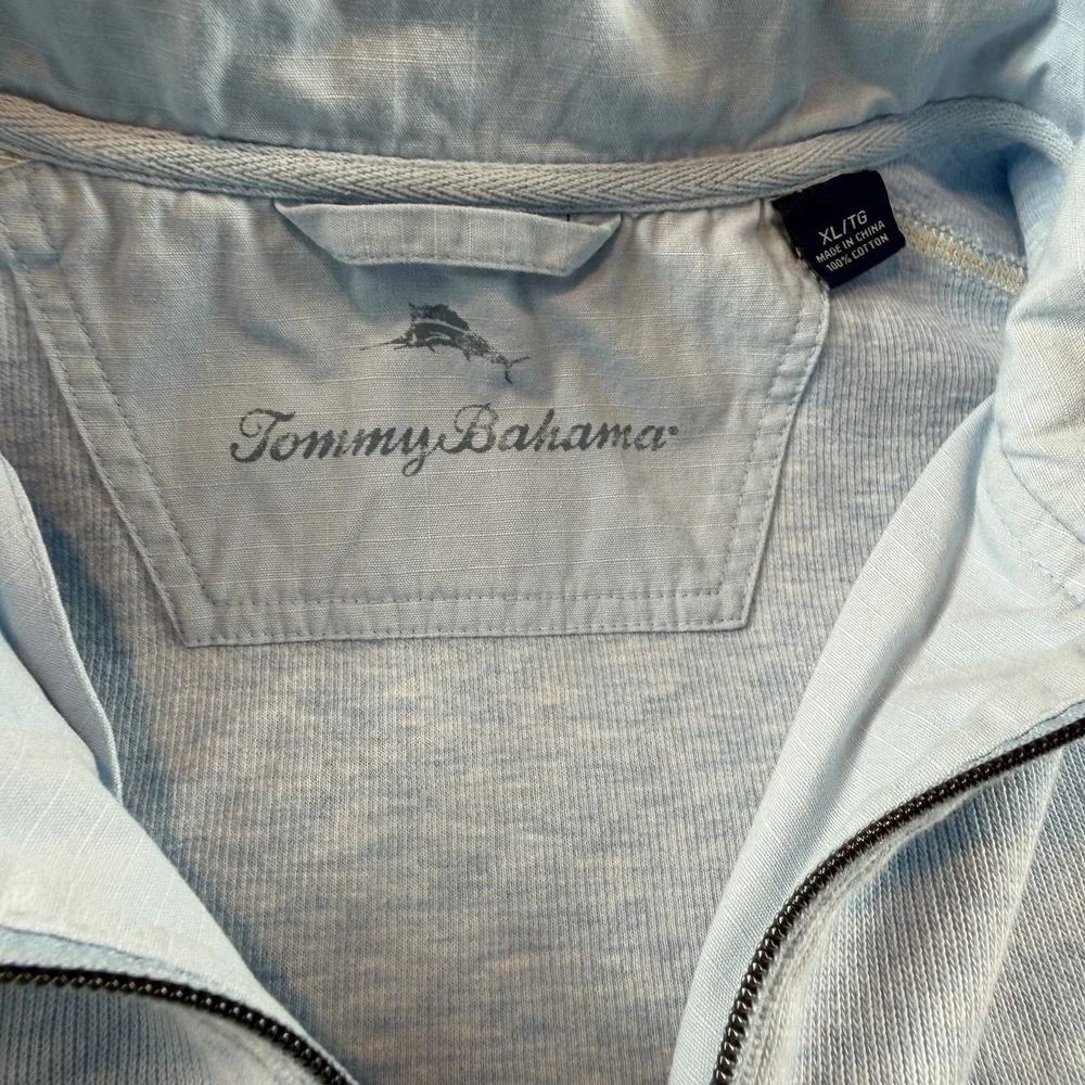 Tommy Bahama Mens XL Tall Blue Quarter Zip Pullover Sweatshirt Cotton